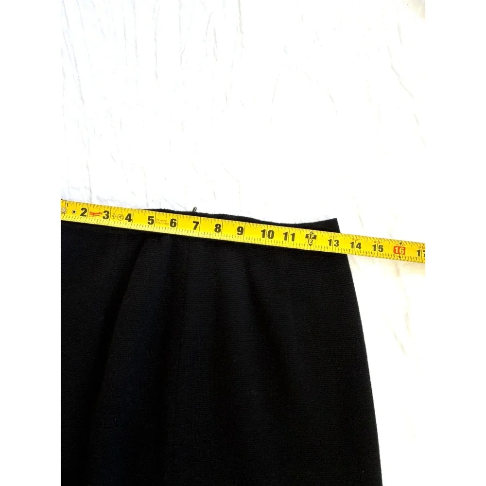 Vintage Palio Wool Skirt Black Knit  Knee Length Zipper Classic Made in Italy M